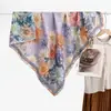 Nuevo pañuelo cuadrado de seda de doble cara con patrón de espiga bicolor para otoño e invierno de 90 cm, pañuelo y chal de moda con margarita verde de doble uso