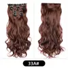Set de 16 Piezas de Extensiones de Cabello Largo Rizado, Extensiones de Cabello de Fibra Sintética de Ola Grande, Extensiones de Cabello de Seis Piezas con Clip, Postizos de Cabello de Ola Grande
