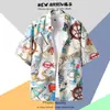Camisa Floral Tailandesa de Playa para Hombre de Manga Corta Ins Guapo Verano Estilo Hong Kong Retro Hawaiana Seda de Hielo Camisa de Playa Moderna