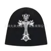 Gorro de Tricô Cruzado Estilo Punk, Chapéu Pulôver Retrô Gótico Escuro, Gorro Slouchy Estilo Streetwear Menina Quente da Subcultura