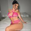 Comércio Exterior Explosões Transfronteiriças Biquíni Feminino Sexy Roupa Íntima Meio Transparente Sutiã de Amarrar no Pescoço Conjunto de Roupa Íntima Renda Malha