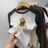 Nueva Camiseta de Manga Larga con Retazos para Niñas Otoño e Invierno Versátil De Rong Base Cepillada para Niños Cuello Redondo Ropa Interior