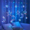 Cadena de Luces Led Estrella Luna Transfronteriza Luz Solar Exterior Cortina de Estrellas Decoración Cielo Estrellado Cadena de Luces Led Navideñas