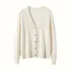 Nova coleção outono e inverno: cardigã de cashmere com decote V e lantejoulas, suéter de tricô casual feminino, casaco suéter curto e de corte solto