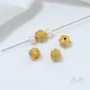 Cobre Plateado que Conserva el Color con Oro Real de 24K Incrustado con Zirconia Patrón de Calabaza Corazón Separadores de Perlas Perlas Cuadradas Turquesa Accesorios Hechos a Mano de Oro Arena