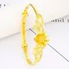 Pulseiras de Ouro Laminado Dragão e Fênix Girassol Atacado, Pulseiras Simples Flor Cabeça Puxa-Empurra Ouro de Areia Vietnamita, Múltiplos Estilos Disponíveis