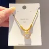Colar Pingente Coração de Zircônia Banhado a Ouro Real 18k Corrente de Clavícula Versátil Exquisita Acessório de Pescoço da Moda de Luxo Leve