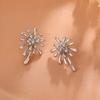 Pendientes Explosivos de TikTok Estilo Atmosférico Exagerado Viento Metálico Aguja de Plata Estilo Nicho Fuegos Artificiales Joyería para Orejas de Viento Frío para Mujer