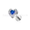 Pendientes de Aleación de Titanio F136 con Corazón Incrustado de Circonita Clavo de Hueso de Oreja de Aleación de Cobre Joyería para Piercing Uña de Labio con Forma de Corazón de Circonita
