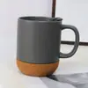 Taza de Cerámica con Base de Corcho Logo Fijo Escarchado Taza Mate Creativa con Tapa Exportación Transfronteriza Exportación Taza de Café