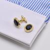 Fábrica de Dongguan Nuevo Oval Cielo Estrellado Piedra Gemelos de camisa francesa traje avanzado puño puño clavo accesorios de piedra natural
