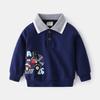 Nuevo Suéter con Estampado de Dibujos Animados de Moda para Niños, Cuello de Solapa, Estilo Coreano, Sudadera Estilo Gentleman, Jersey de Manga Larga