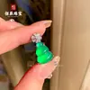 Colar Verde Imperial, Colar em Forma de Cabaça Estilo Chinês, Pingente de Colar de Calcedônia Natural Totalmente Verde Comparável à Ágata Verde Jade
