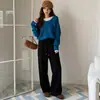 Pantalones cálidos de dos vías pequeños para mujer, nuevo estilo de invierno, forrados de forro polar, engrosados, de cintura alta, buena caída, dobladillo con puño, cálidos, de pierna recta