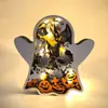 Adornos de Fantasma de Madera para Halloween/Decoración de Escena de Cementerio de Fantasmas/Adornos de Madera de Múltiples Capas Adornos de Estatua Pequeña