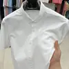 Transmissão ao Vivo Popular Camisa Masculina 100% Algodão Manga Curta Cor Lisa Verão 2025 Casual de Negócios Camisa Masculina
