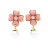 Pendientes de Aleación de Cobre Retro con Piedra Natural Rosa y Cuentas de Cristal con Cierre de Plata 925, Pendiente de Diseño de Nicho de Alta Gama para Mujer, Nuevos
