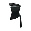 Moda Influenciador Sexy Design que Valoriza a Figura Ombro a Ombro Sem Alças Doce Picante Menina Slim-Fit Roupa Externa Cropped
