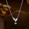 Corrente de clavícula elegante com zircônia microincrustada e ouro verdadeiro galvanizado, colar feminino de alta qualidade com estrela de oito mang, colar requintado com corrente de amor para todos os gostos