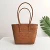 Bolsa de Mão de Rattan Sintético, Bolsa de Palha Trançada, Bolsa de Ombro de Abaixo do Braço, Bolsa Tote Tecida de Plástico Retrô Artesanal Feminina, Bolsa de Presente