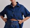 Verão 2025 Amazon Transfronteiriço Europeu e Americano Feminino Casual Retrô Solto Camisa Shorts Jeans conjunto Jeans Feminino
