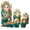 Muñecas Rusas de Apilar Set Matrioshka de Madera de 10 Capas Muñecas Pintadas a Mano de Madera de Tilo con Diseño de Cabello Trenzado y Floral Juguete Decorativo Colorido para Niños y Adultos Artesanía Tradicional Rusa 212cm