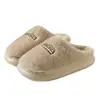 Pantuflas de algodón afelpado para mujer, forradas de felpa, cálidas, sencillas, lindas, afelpadas, pantuflas de interior para el hogar para parejas, pantuflas cálidas de invierno