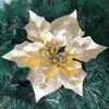 Adereços de Decoração para Festa de Natal Decoração de Árvore de Natal Flores de Natal com Pó Dourado Decoração de Local para Feriado Flores Artificiais de Natal