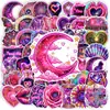 50 piezas de pegatinas nuevas, transfronterizas, estilo soñador, conmovedoras con estrellas, lunas, corazones, mariposas y rosas - pegatinas decorativas impermeables y personalizables