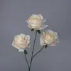 Flor Artificial de Rosa Redonda de Tres Cabezas Flor Artificial Arreglo de Boda Flor de Rosa Individual Adornos para Sala de Estar Flor de Seda Flor Decorativa Boda