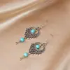 Aretes Turquesa Bohemios Palma Búho Bronce Tallado Geométrico Atrapasueños Pluma Borla