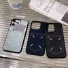 Funda de Teléfono de Marca Europea y Americana de Moda con Ranura para Tarjetas de Mezclilla para Apple 17 Pro Max, Adecuada para iPhone 16, Bordado de Cuero de Cobertura Total