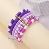 Pulsera de Doble Capa Morada de Nuevo Estilo Transfronteriza con Colgante de Letra y Corazón, Conjunto Colorido Personalizado de Joyería de Cuentas al por Mayor
