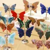 Adornos de Mariposa de Cristal Natural Ágata Amatista Alas Mariposa Manualidades de Cristal Adornos para Escritorio de Casa Oficina