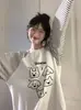 Camiseta de Manga Larga con Rayas Estampadas y Empalmes Divertida y Linda para Mujer, Moderna y Versátil, Estilo Casual Perezoso Cuello Redondo Top de Contraste