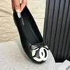 Zapatos planos tipo ballet de la abuela acolchados con lazo estilo Chanel para mujer, zapatos planos casuales de punta baja slip-on versátiles para mujer