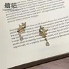 Th0124 Plata 999 Ojo de Gato Borla Mariposa Pendientes Dulce y Fresco Temperamento Pendientes de Gama Alta Estilo Nuevo