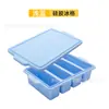 Tampa de silicone de grau alimentício para tigela, bandeja de cubos de gelo para freezer com tampa com anel de aço sem transferência de odor fundo macio molde de cubo de gelo fácil de desenformar