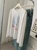 Blogger Coreana Fan ~ Camiseta de Manga Larga con Cuello Redondo y Estampado Floral para Mujer, Verano, Holgada, Casual, Slim, Protector Solar, Blusa Top