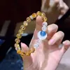 Pulsera de Citrino Natural, Aguamarina Lunar y Piedras Múltiples con Cristales Blancos Agrietados Adornados Pulsera de Cristal para Mujer En Stock Venta al por Mayor