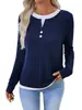 Amazon Transfronterizo Europeo y Americano Otoño/Invierno 2025 Nuevo Jersey de Cuello Redondo con Botones Falso Dos Piezas Camiseta de Manga Larga Cepillada para Mujer