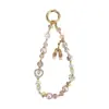 Corrente de Celular com Contas de Cristal para Sapatilha de Ballet com Pingente de Coração de Strass e Pérola, Chaveiro String de Contas de Coração Delicado para Bolsa