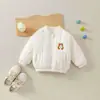 Chaqueta ligera de algodón para bebé, nuevo estilo otoño/invierno, chaqueta acolchada con cuello de béisbol para lactantes y niños pequeños, unisex, con bordado de dibujos animados