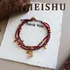 Pulsera Original Retro Exquisita de Cuerda Roja Tejida a Mano con Forma de Calabaza, Lujo Ligero, Sensación de Gama Alta, Joyería Versátil de Múltiples Capas con Cuentas para Mujer
