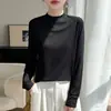 Nova Blusa de Segunda Pele Manga Longa com Gola Alta para Mulheres, Emagrecimento, Top Interno Versátil, Estilo para o Trabalho, Tricô Fino