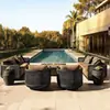Sofá de teca para exterior para patio, villa, jardín, hotel y casa de huéspedes; Muebles combinados de ratán para ocio al aire libre, impermeables y resistentes al sol