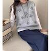 Exportação em estoque Colete sem mangas Colete de malha Stereo Heavy Industry Bordado Flor Chic Chic Soft Waxy Top