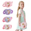 Bolsa de Ombro Unicórnio Desenho Animado Infantil Bolsa Transversal Fofa para Meninas Uso Diário Bolsa de Armazenamento de Pelúcia Coração