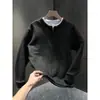 Sudadera con medio cierre de comercio exterior transfronterizo, marca de moda de invierno, diseño de dos piezas simulado, estilo artístico, negocios casual para hombre, capa base cálida
