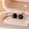 Pendientes Redondos Negros de Circonita Románticos Transfronterizos Europeos y Americanos para Mujer, Tendencia, Moda y Pendientes de Lujo Ligero Fabricante Mayorista